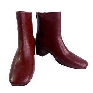 Baretraps Womens Brown Square Toe Block Heel Ankle Booties Back Zip Boots